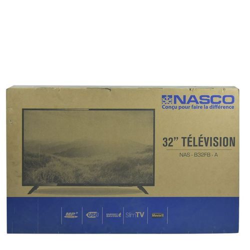 Nasco TV LED Slim 32" - Décodeur Intégré - HD - Régulateur de tension - HDMI - USB - VGA - Noir - Garantie 12 Mois